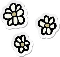 sticker van een cartoon bloemen vector