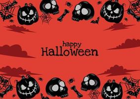 schattig boos pompoen halloween banier rood achtergrond vector