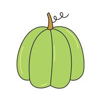 tekening groen pompoen geïsoleerd. gekleurde schets groente. symbool van herfst oogst en halloween. vector illustratie van hand- getrokken pompoen