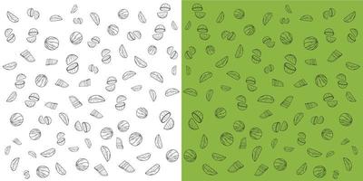 watermeloen patroon in twee achtergrond groen en wit. vector illustratie
