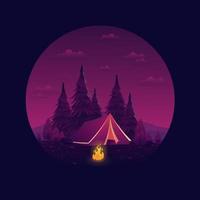 camping reizen landschap vector illustratie logo ontwerp