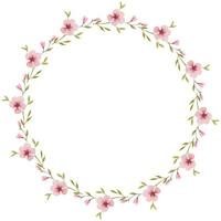 waterverf krans met delicaat roze bloemen. vector