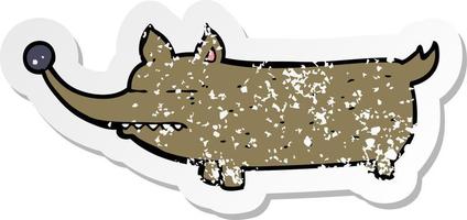 retro noodlijdende sticker van een cartoon grappige kleine hond vector