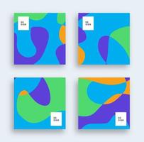 abstracte vloeistof kleurrijke achtergrond instellen. vierkante postsjabloonverzameling. vector
