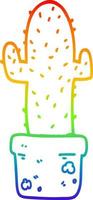 regenbooggradiënt lijntekening cartoon cactus vector