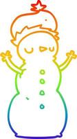 regenbooggradiënt lijntekening cartoon sneeuwpop vector