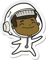 sticker van een happy cartoon-astronaut vector