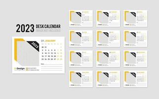 nieuw jaar maandelijks bureau kalender 2023, tafel kalender 2023 lay-out ontwerp vector