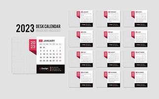 nieuw jaar 2023 bureau kalender sjabloon vector