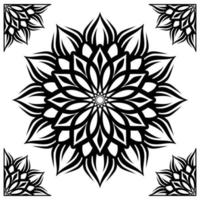 mandala ornament, zwart en wit, ronde decoratie, met klassiek kader vector