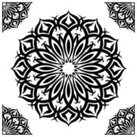 mandala ornament, zwart en wit, ronde decoratie, met klassiek kader vector