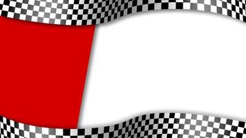 af hebben zwart en wit geruit vlag golvend in wind Aan wit rood achtergrond. auto en motorfiets rassen, sport- wedstrijden, zege en nederlaag in sport. vector