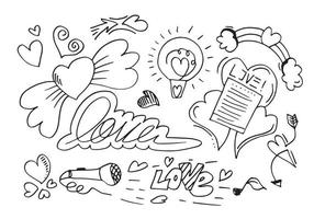 set van liefde. handtekening. doodle stijl. voor uw ontwerp. vector