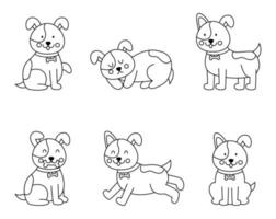 reeks van schattig honden in tekenfilm stijl. kleur bladzijde voor kinderen. vector