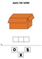spelling spel voor peuter- kinderen. karton doos. vector