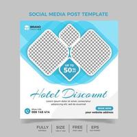 reizen bedrijf Promotie hotel korting banier ontwerp sjabloon voor sociaal media vector