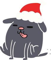 kerst cartoon van kawaii hond vector
