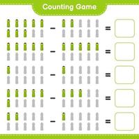 tel en match, tel het aantal bidons en match met de juiste nummers. educatief kinderspel, afdrukbaar werkblad, vectorillustratie vector