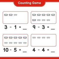 tel en match, tel het aantal brillen en match met de juiste nummers. educatief kinderspel, afdrukbaar werkblad, vectorillustratie vector