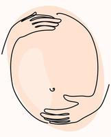 zwanger buik met beschermend handen van mam getrokken in lijn kunst stijl. vector illustratie voor banier ontwerp.