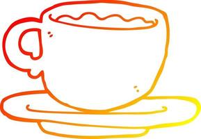 warme gradiënt lijntekening cartoon kopje thee vector
