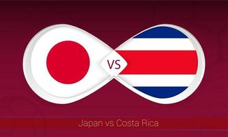 Japan vs costa rica in Amerikaans voetbal wedstrijd, groep a. versus icoon Aan Amerikaans voetbal achtergrond. vector