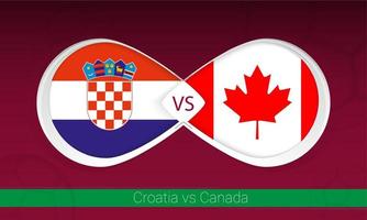 Kroatië vs Canada in Amerikaans voetbal wedstrijd, groep a. versus icoon Aan Amerikaans voetbal achtergrond. vector