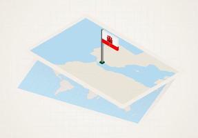 Gibraltar geselecteerd Aan kaart met isometrische vlag van Gibraltar. vector