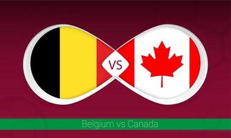belgie vs Canada in Amerikaans voetbal wedstrijd, groep a. versus icoon Aan Amerikaans voetbal achtergrond. vector