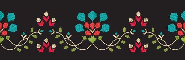 motief etnisch handgemaakt grens mooi borduurwerk kunst. etnisch blad bloemen patroon. volk borduurwerk, Mexicaans, Peruaans, Indisch, Azië, marokkaans, kalkoen, en Oezbeeks stijl. mooi bloem decoratie. vector