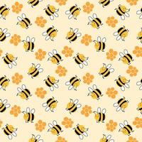 schattig naadloos patroon met weinig bijen. omhulsel papier patroon. patronen voor decoratie. bijen en honingraten. vector
