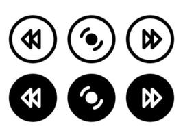 reeks van media speler pictogrammen in modern stijl pictogrammen zijn gelegen Aan wit en zwart achtergronden. de pak heeft zes pictogrammen. vector