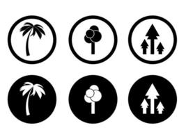 boom silhouet icoon in modern stijl pictogrammen zijn gelegen Aan wit en zwart achtergronden. de pak heeft zes pictogrammen. vector
