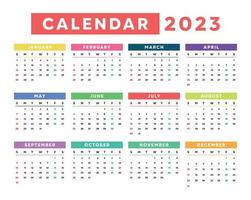 gemakkelijk 2023 nieuw jaar kalender ontwerp sjabloon vector