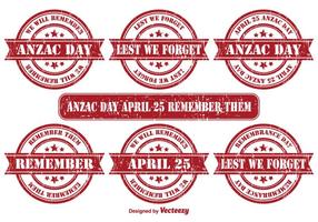 Anzac Day Vector Grunge Postzegels