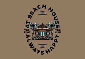 hout huis Aan de strand illustratie insigne ontwerp vector