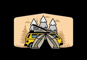 camping met tent en auto illustratie ontwerp vector