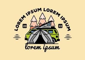 camping met tent en auto illustratie ontwerp vector