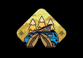 camping met tent en auto illustratie ontwerp vector