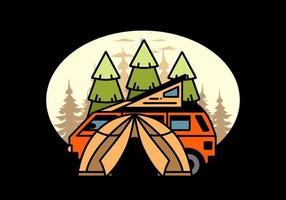 camping met tent en auto illustratie ontwerp vector