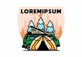 camping met tent en auto illustratie ontwerp vector