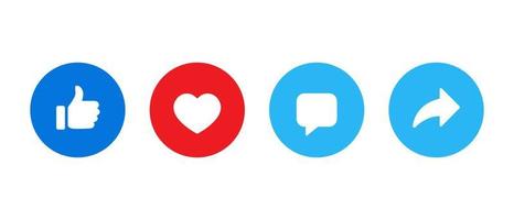 Leuk vinden, liefde, opmerking, en delen icoon vector. sociaal media elementen