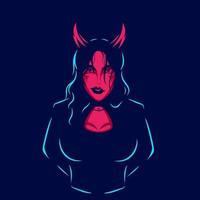 sexy duivel demon vrouw gezicht logo ontwerp. vector