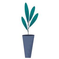 kamerplant in pot. gebladerte kamerplant groeit in bloempot. groene bladdecoratie voor interieur. natuurlijke binneninrichting. hand tekenen vectorillustratie geïsoleerd op een witte achtergrond vector