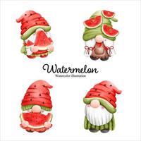 waterverf watermeloen kabouters, waterverf fruit. vector illustratie