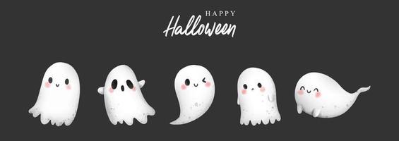 gelukkig halloween met schattig geest. vector illustratie