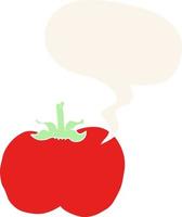cartoon tomaat en tekstballon in retro stijl vector