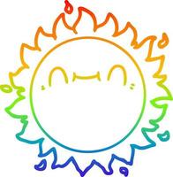 regenbooggradiënt lijntekening happy cartoon sun vector