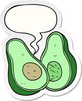 cartoon avocado en tekstballon sticker vector
