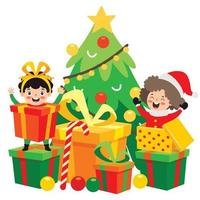 kinderen vieren nieuw jaar en Kerstmis